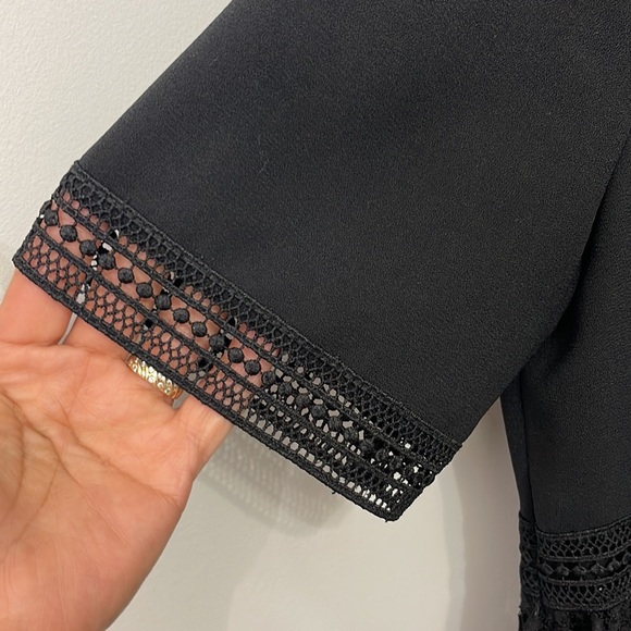 Zara Womens Sz s Black Lace Crochet High Neck Peplum Short Sleeve Blouse Top - Picture 11 of 11